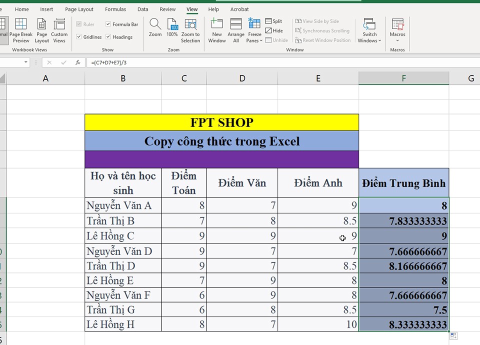 Copy công thức trong Excel - Ảnh 07