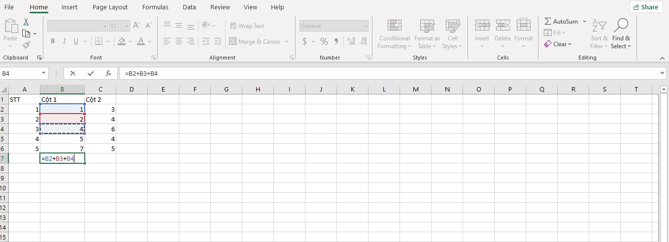 Các công thức tính tổng trong Excel đơn giản 04