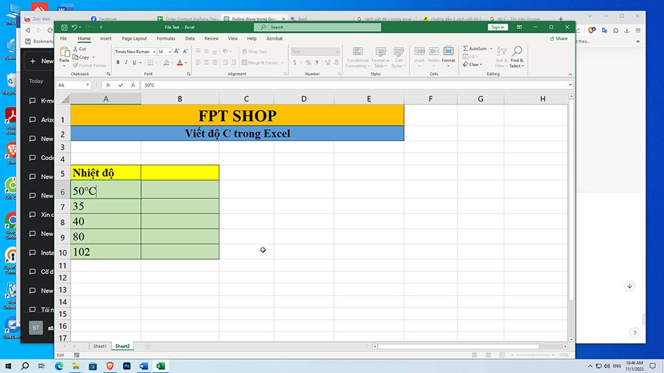 Cách viết độ C trong Excel - Ảnh 05