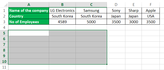 Chuyển hàng thành cột trong Excel bằng hàm TRANSPOSE