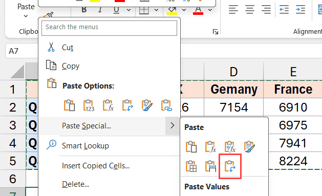 Chuyển cột thành hàng trong Excel (4)