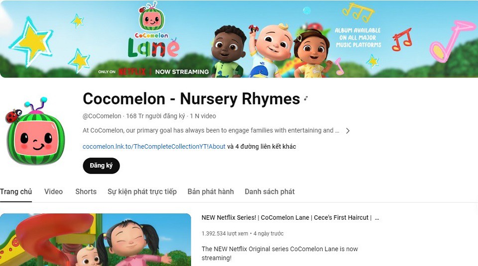 Kênh YouTube Cocomelon - Nursery Rhymes