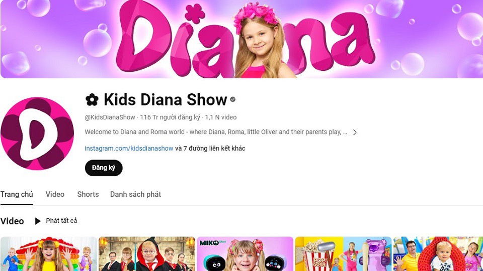 Kênh YouTube Kids Diana Show