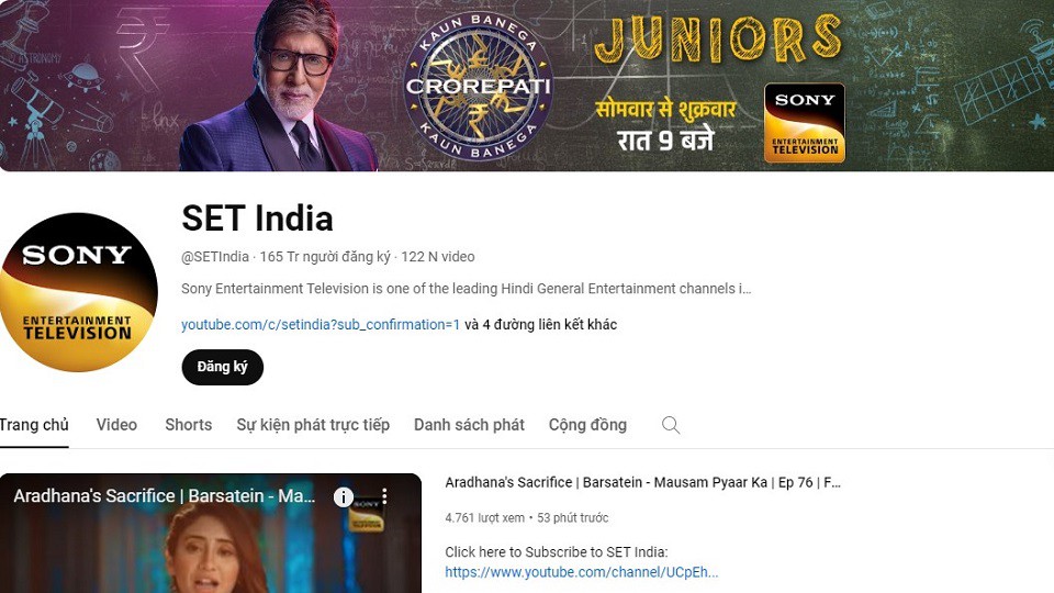 Kênh YouTube SET India