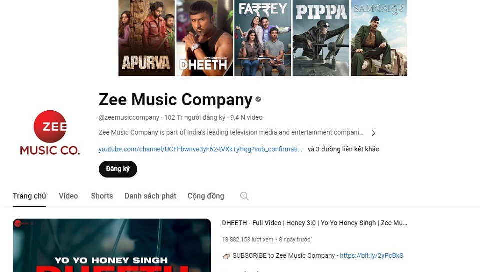 Kênh YouTube Zee Music Company