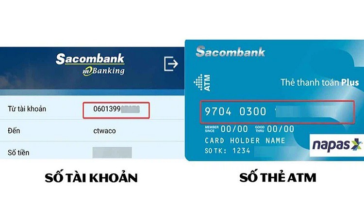 Sự khác nhau giữa số tài khoản và số thẻ ATM