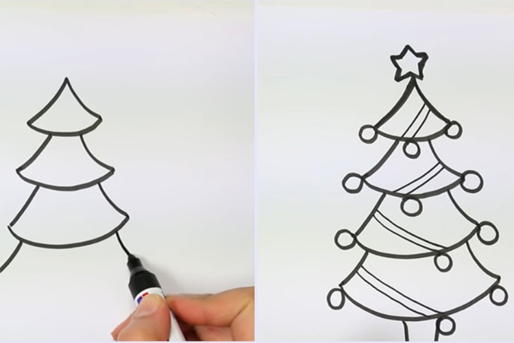 Cách vẽ cây thông Noel bằng các hình tam giác