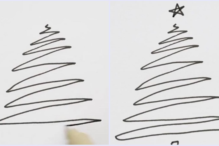 Vẽ cây thông Noel bằng nhiều hình dích dắc