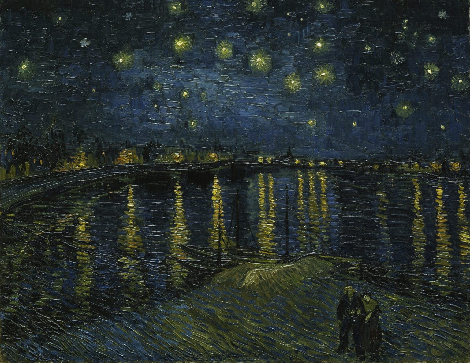 Hình nền Đêm đầy sao trên sông Rhone