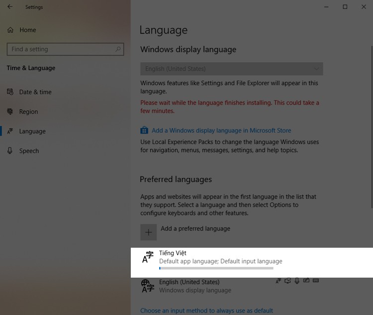 Cách cài đặt tiếng Việt cho Windows 10 - Bước 6