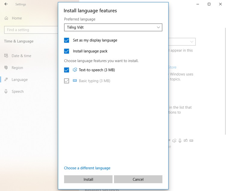 Cách cài tiếng Việt cho Windows 10 - Bước 5