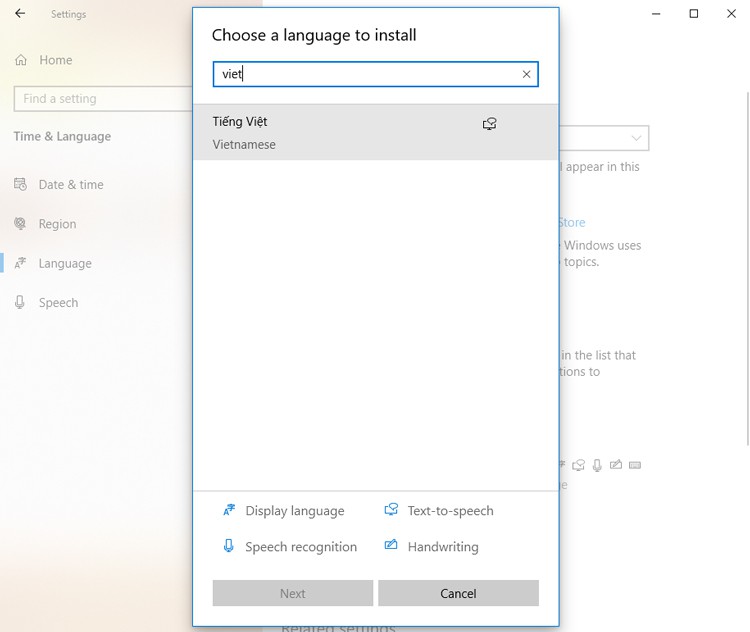 Cách cài đặt tiếng Việt cho Windows 10 - Bước 4