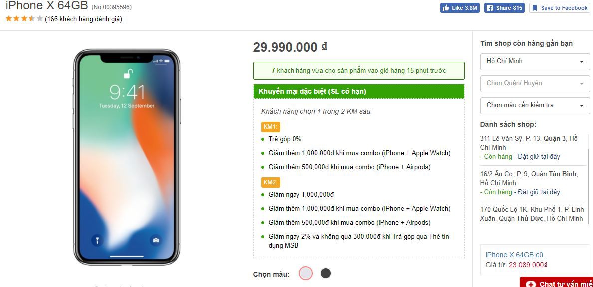 Nếu bạn đang muốn mua iPhone X thì đây sẽ là cơ hội tốt. Theo đó, các phiên bản iPhone X 64 GB và 256 GB đều đồng loạt giảm giá mạnh tại FPT Shop.