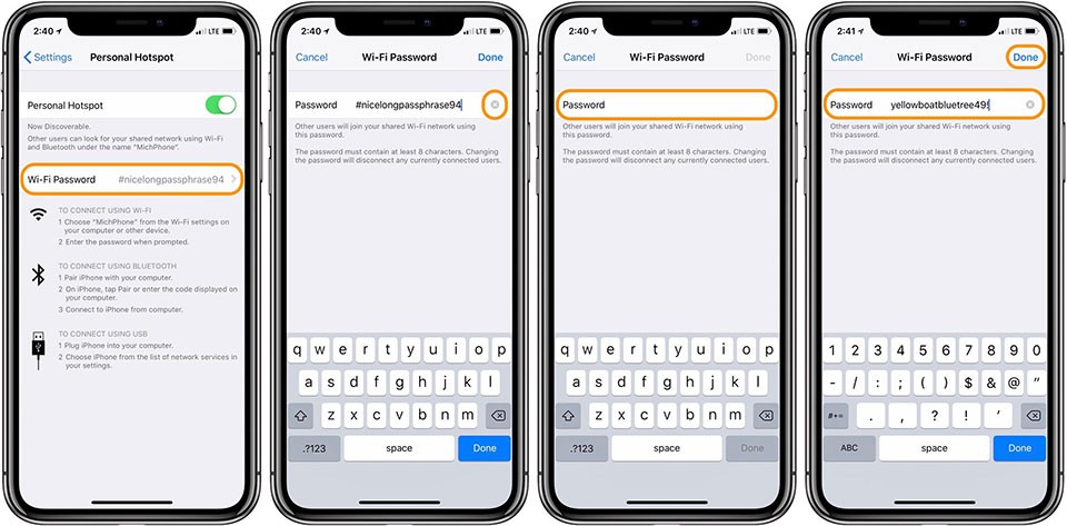 iPhone: Cách tạo điểm truy cập cá nhân, thay đổi mật khẩu