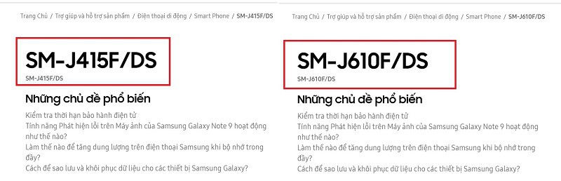 Galaxy J4 Prime và J6 Prime xuất hiện trên trang web hỗ trợ của Samsung Việt Nam