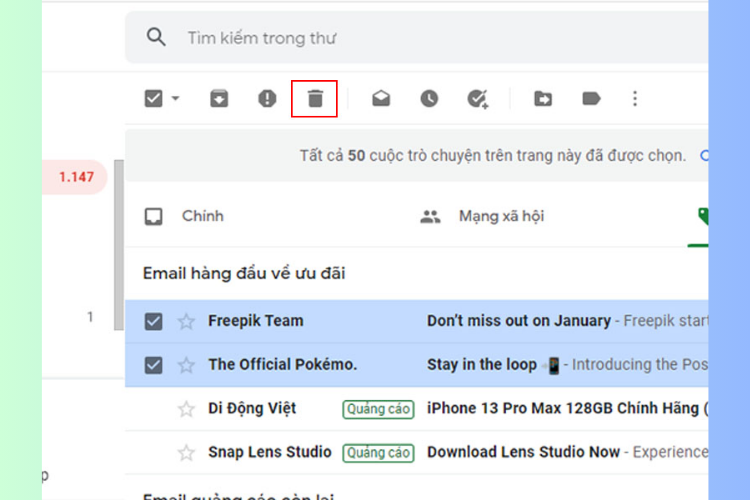 Cách xóa tất cả thư trong Gmail