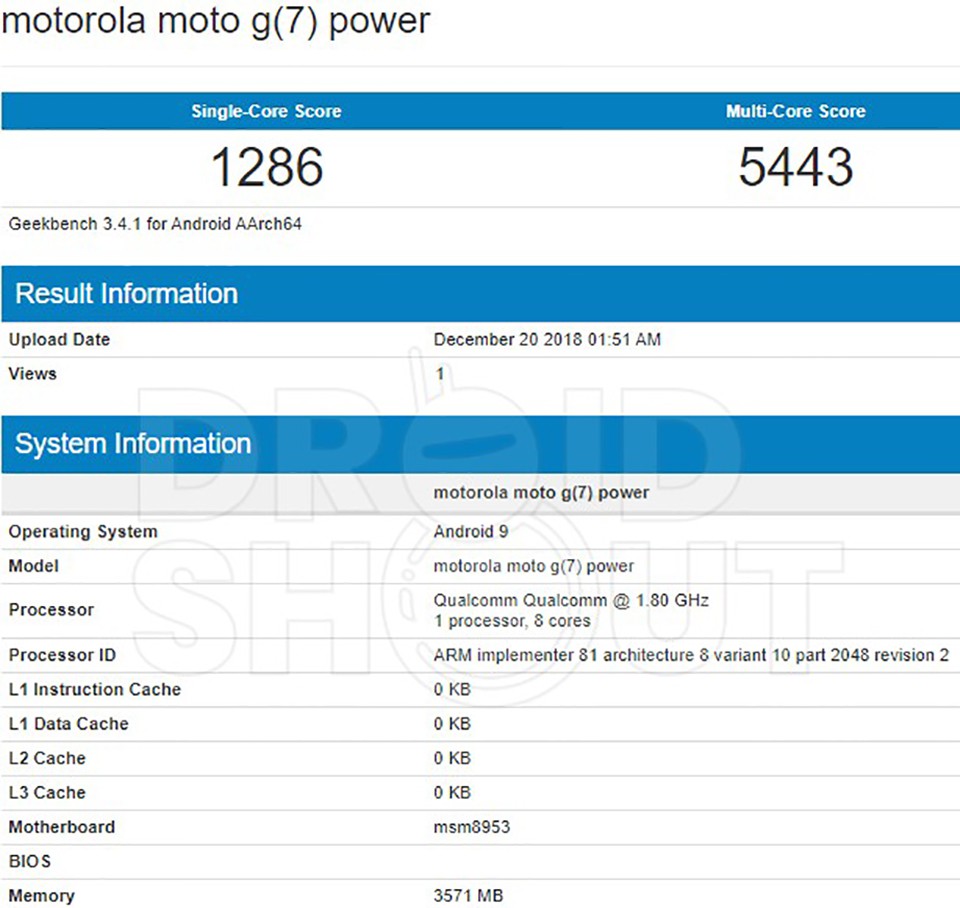 Moto G7 Power lộ cấu hình trên Geekbench