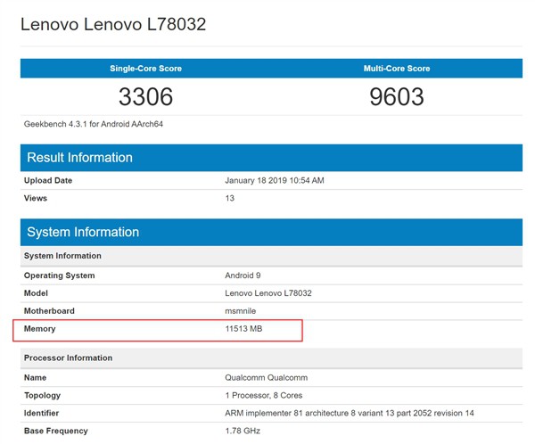 Lenovo Z5 Pro GT xuất hiện trên Geekbench