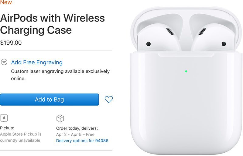 Apple trì hoãn ngày giao hàng mẫu tai nghe không dây AirPods 2 mới
