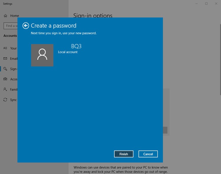 Cách cài đặt mật khẩu máy tính Windows 10 bằng Local Account - Bước 5