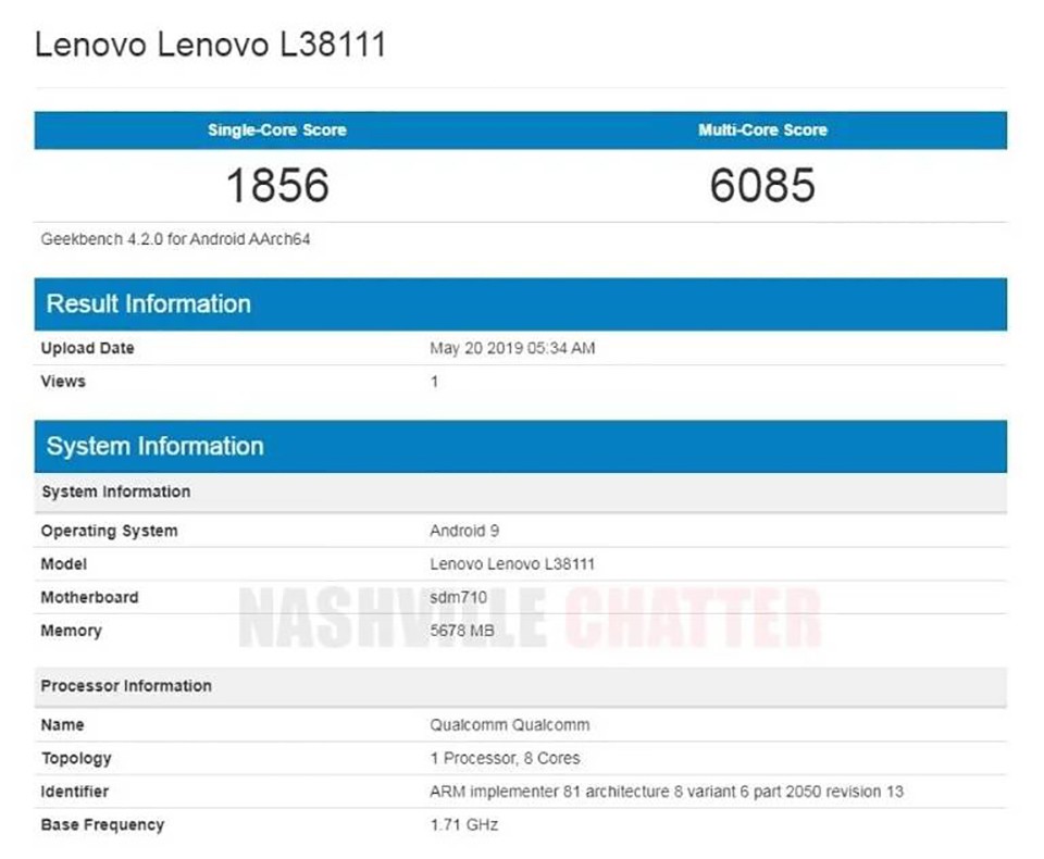 Lenovo L38111 lộ cấu hình trên Geekbench