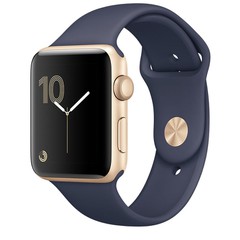 Apple Watch Series 2, 42mm Gold Aluminium Case with Midnight Blue Sport Band