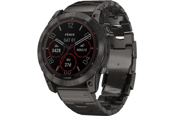 Đồng hồ thông minh Garmin Fenix 7X, Sapphire, Solar, Màu xám Carbon viền Titanium dây sắt (No.00798010)