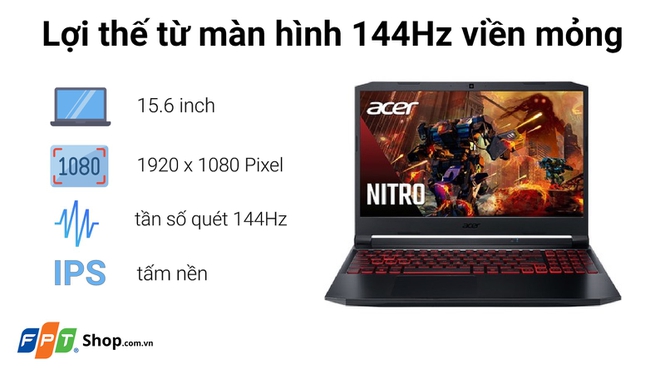 Laptop Acer Nitro Gaming AN515-57-5669 i5 11400H/8GB/512GB SSD/GeForce GTX 1650 4GB/Win11