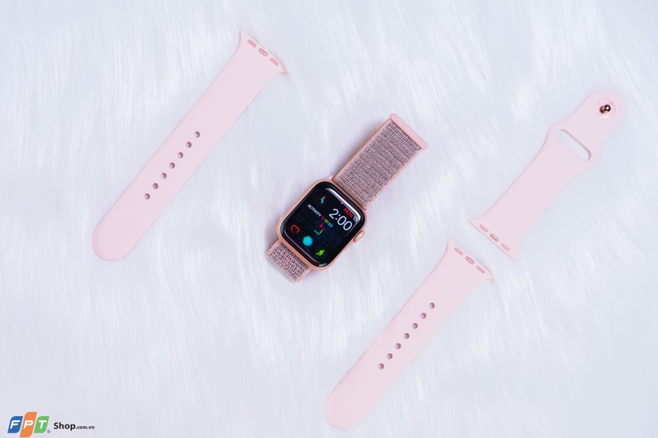 Apple Watch Series 4 GPS, 44mm viền nhôm vàng dây nylon hồng MU6G2VN/A