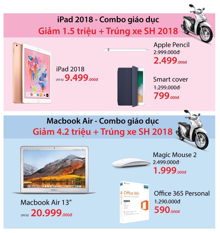 Mua Macbook, iPad trúng Honda SH2018