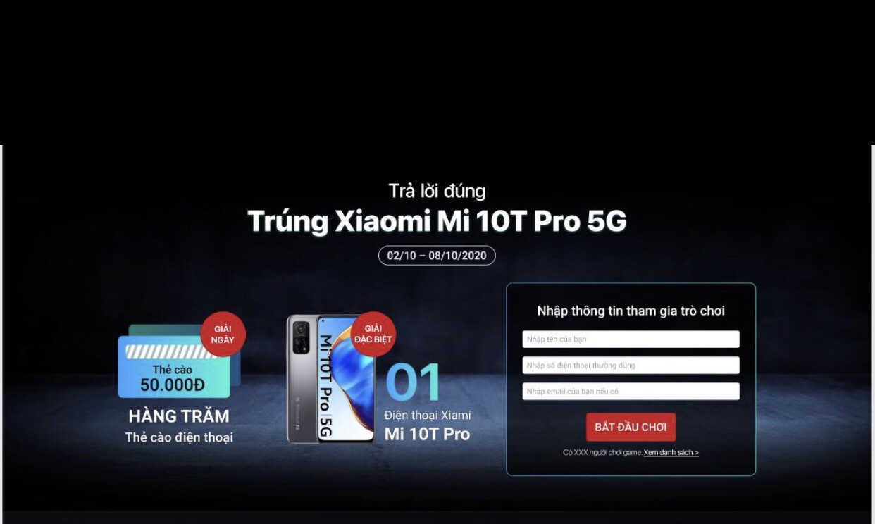 Trả lời đúng Trúng Xiaomi Mi 10T Pro 5G